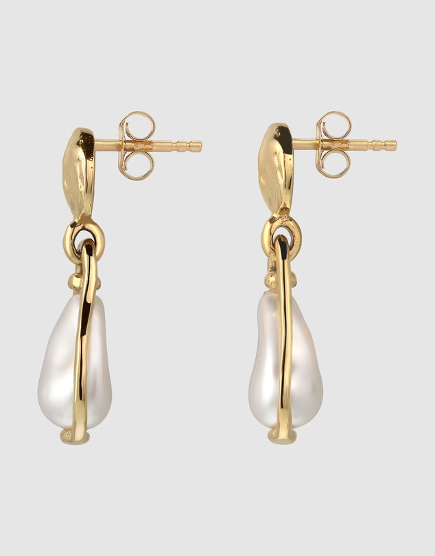 Elli Jewelry - Flowing Pearl Drop Earrings in Gold-Plated 925 Silver