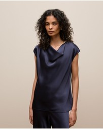 Trenery - Satin Cowl Neck Blouse in Night Sky