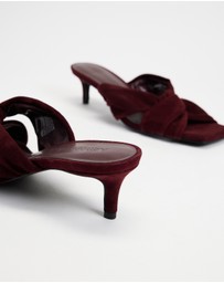 Atmos&Here - Ember Twist Detail Square Toe Suede Heels