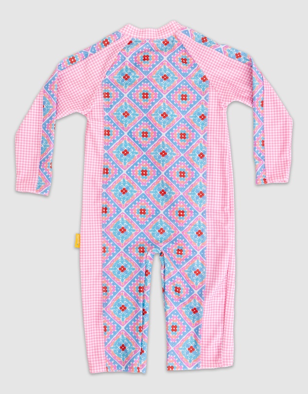 Tyoub - Tyoub Baby Sun-Safe Zip-Up Swimsuit Petal Patchwork