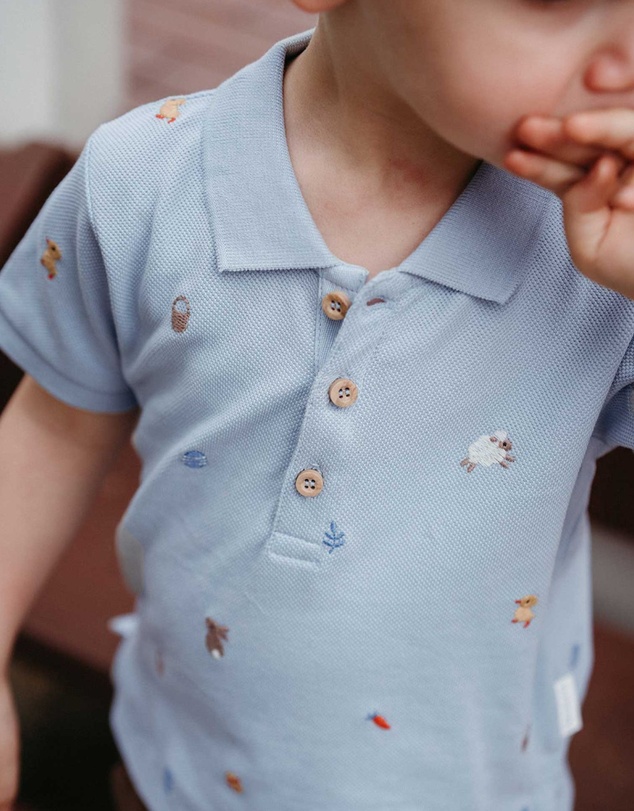 Purebaby - Bunny Friends Polo Shirt -Kids-Babies