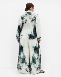 City Chic - Piper Palm Print Wide Leg Pant