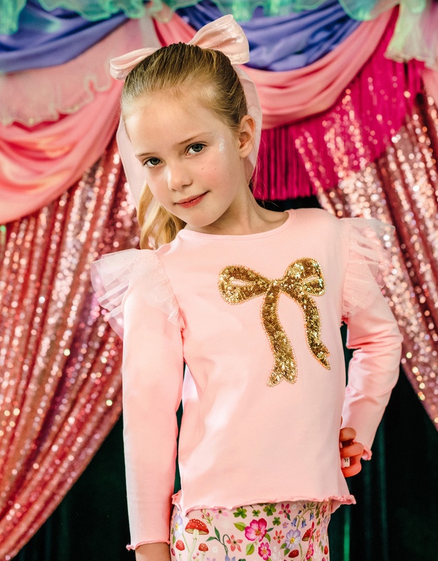 Fleur Harris - 'Days of Enchantment' Bow Tee in Peach
