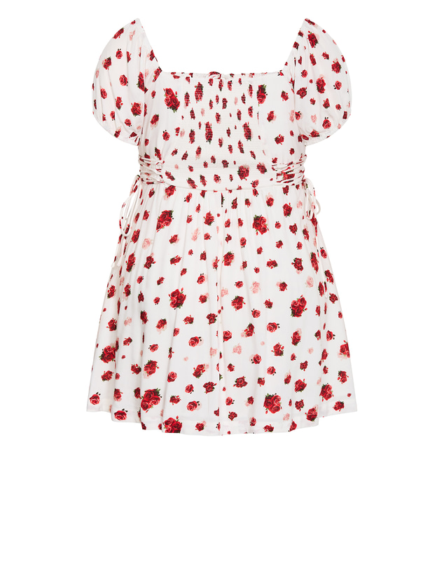 City Chic - Plus size Anna Rose Print Mini Dress - ivory