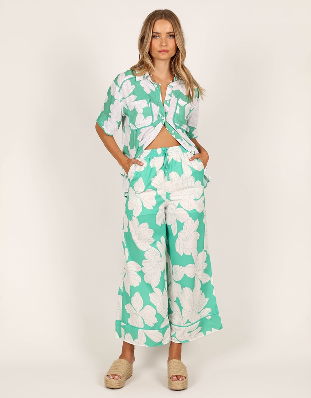 Petal & Pup - Bentley Wide Leg Pant - Green Floral