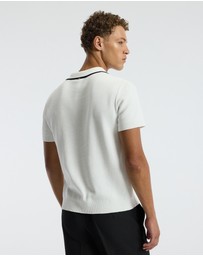 Calibre - Tipped Edge Open Neck Polo Ivory