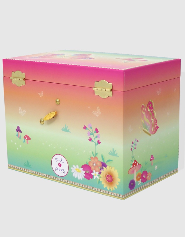 Pink Poppy - Rainbow Butterfly Medium Musical Jewellery Box
