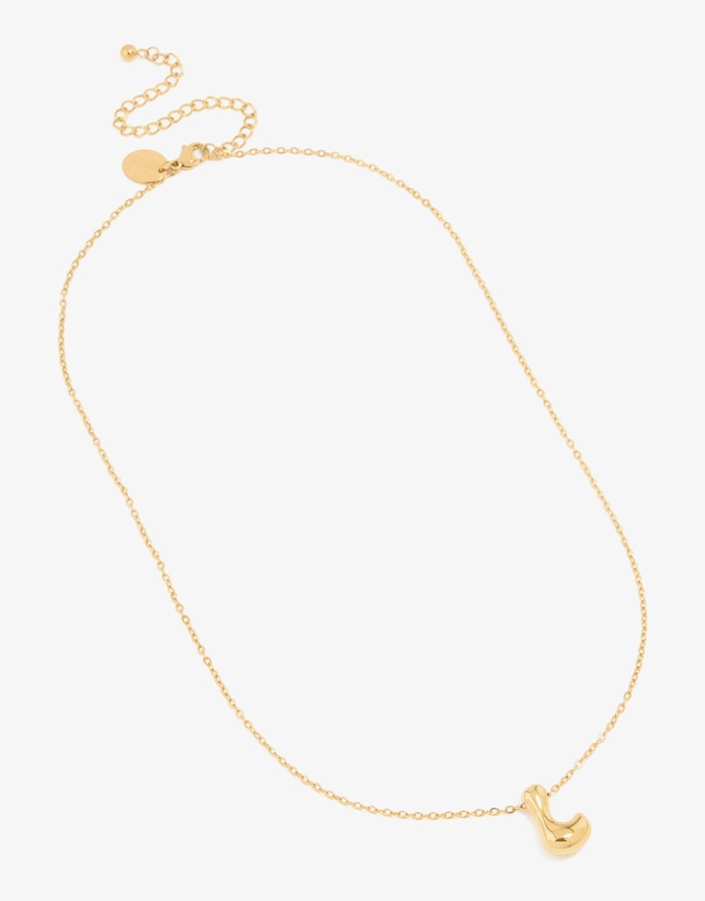Lovisa - Waterproof Gold Plated Stainless Steel Large Bubble Letter L Necklace
