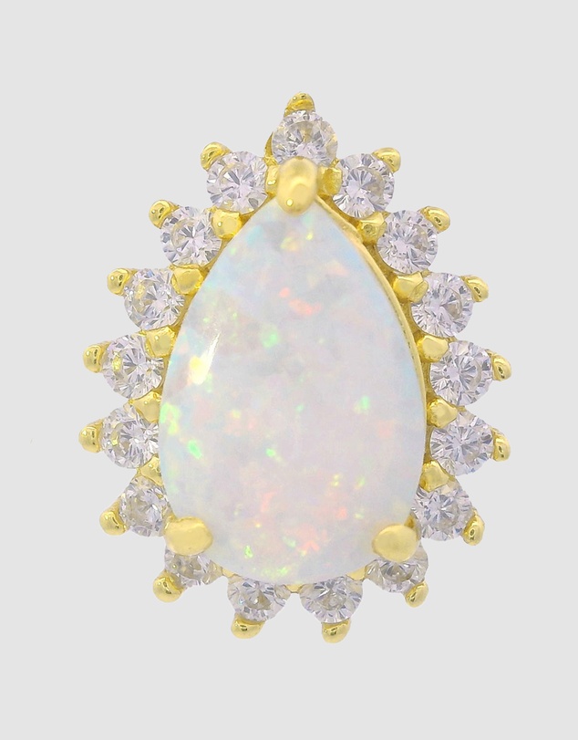 Georgini - Georgini Opal Glow Rozelle White Created Opal Gold Earrings
