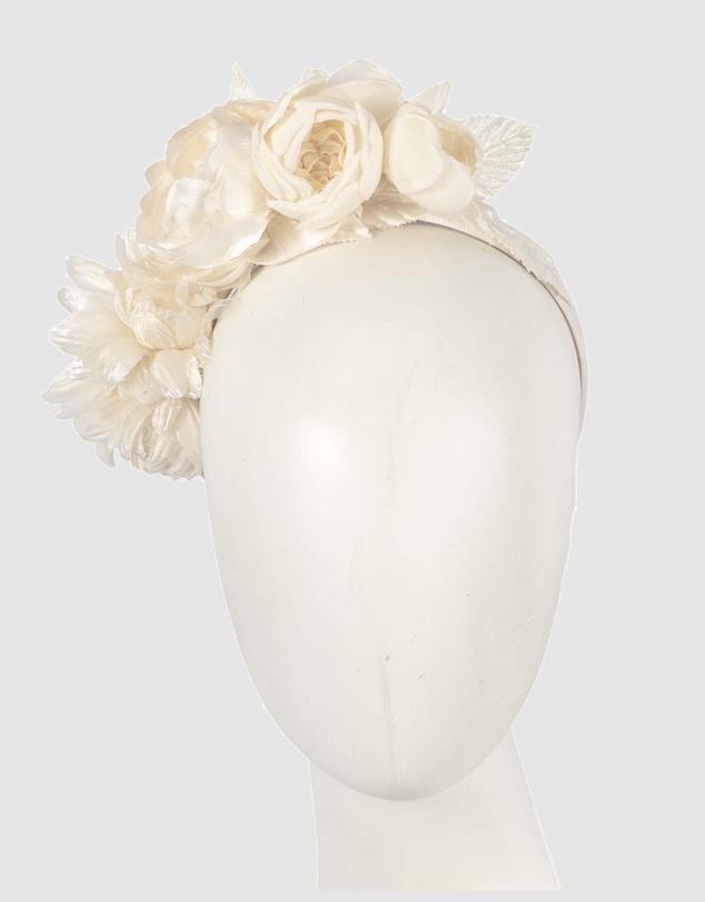 Max Alexander - Large Cream Flower Headband Fascinator