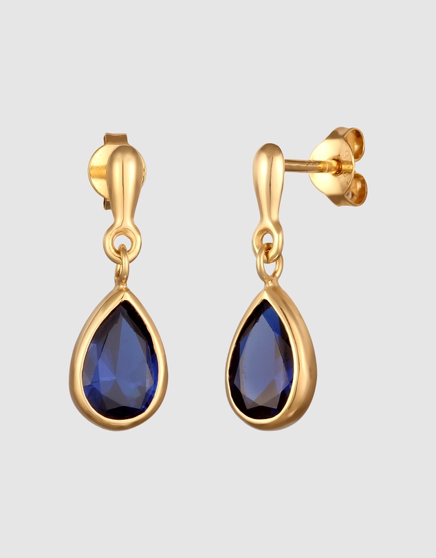 Elli Jewelry - Sapphire Teardrop Earrings in Gold-Plated 925 Silver
