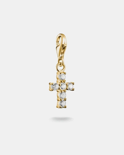 THOMAS SABO - Gold-Plated Cross Charm with White Zirconia