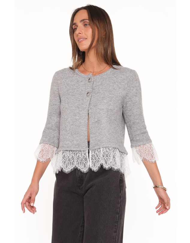 Petal & Pup - Helga Lace Trim Cardigan - Grey