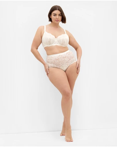 City Chic - Plus size Lara Hi Brief - ivory