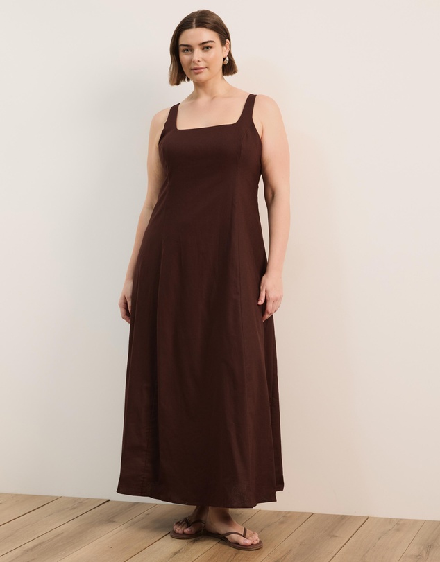 Atmos&Here Curvy - Pippa Sleeveless Linen Blend Midi Dress