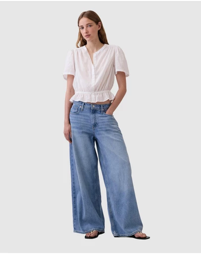 GAP - Short Sleeve Femme Button Front Fashion Shirt