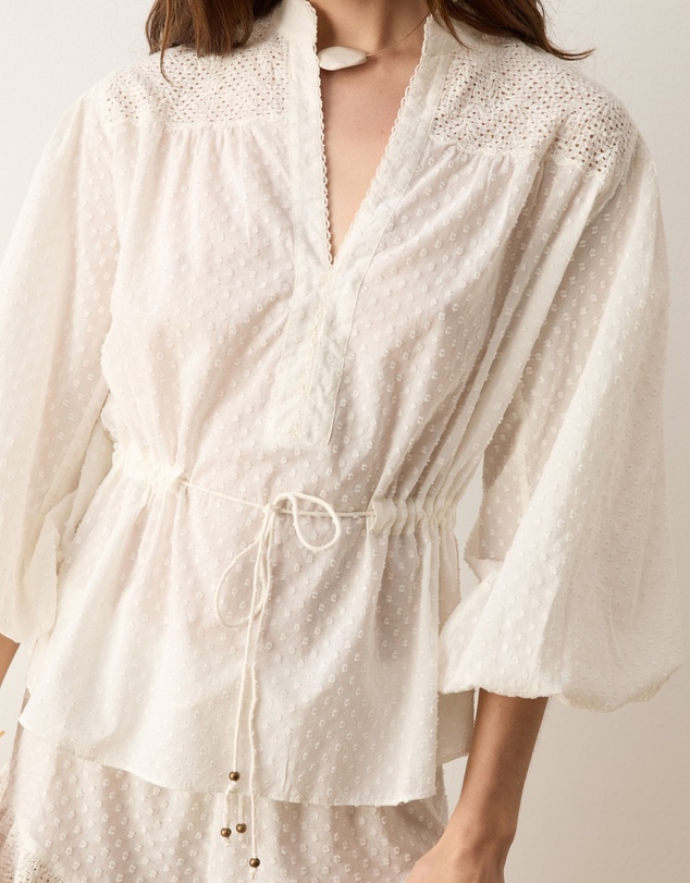 BOTEH - Serenia Smock Blouse With Waist Tie