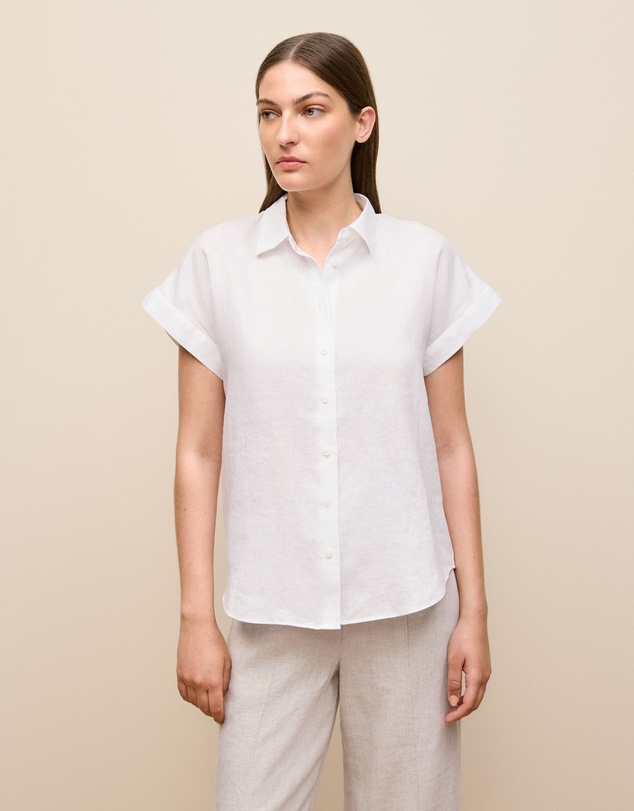 Trenery - Linen Cap Sleeve Shirt in White