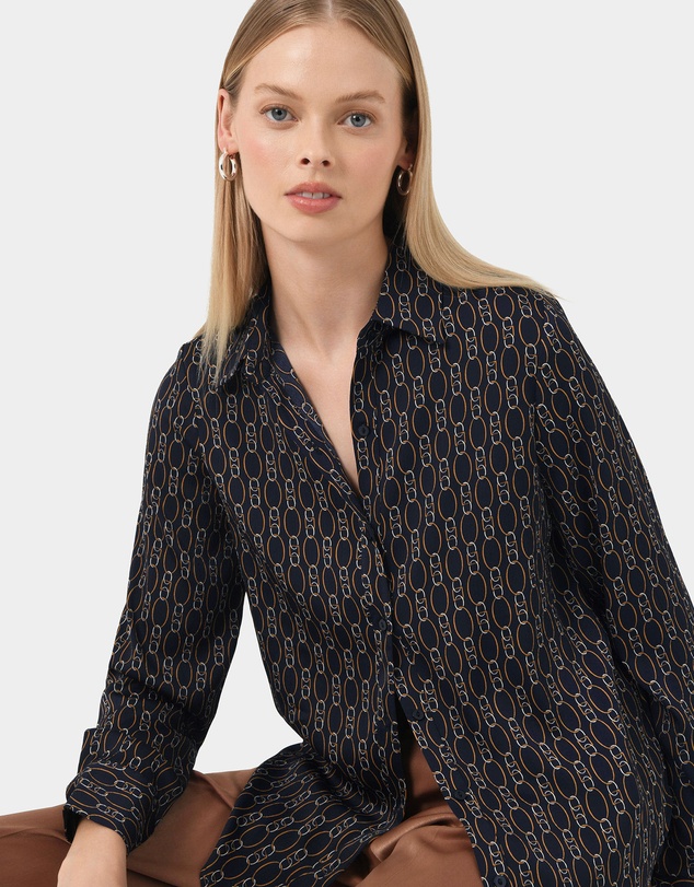 Forcast - Freya Chain Print Satin Blouse