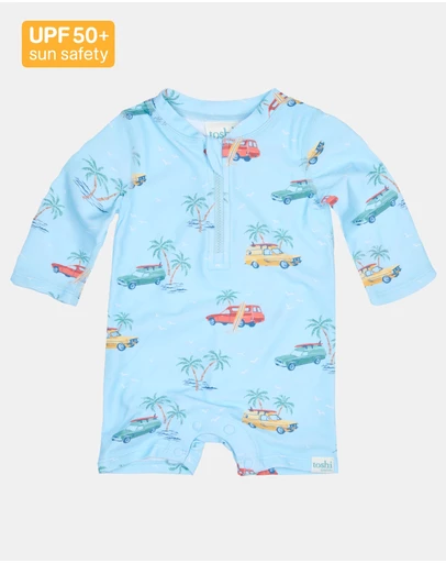 Toshi - Swim Onesie L/S Splash -  Swell Seekers Sky 000