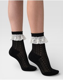 High Heel Jungle - Bobby Lace Frill Trim Cotton Bobby Socks
