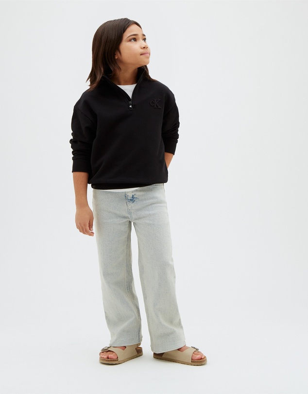 Calvin Klein Jeans - Boys Terry Monogram Flock Half Zip Sweatshirt