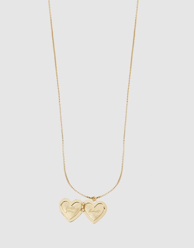 Wanderlust + Co - Heart Gold Locket Necklace