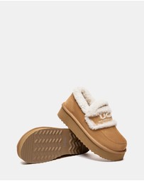 EVERAU - Australian Shepherd Ugg Rilee Platform Loafer Cow Suede Upper House Shoes