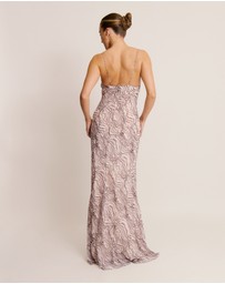 Six Stories - Strappy Coursage Beaded Abstract Maxi Dress