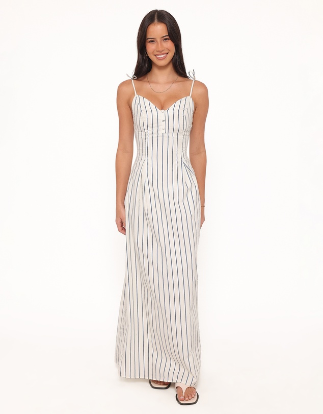 Petal & Pup - Jordin Maxi Dress - Ivory/Blue Stripe