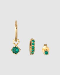 Elli Jewelry - Earrings Set Crystal 925 Sterling Silver Gold-Plated