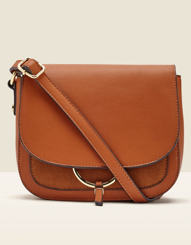 Sosandar - Faux Leather Hoop Clasp Cross Body Bag