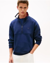 Tommy Hilfiger - Colour-Blocked Collar Terry Half-Zip Jumper
