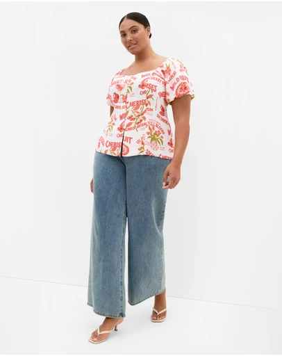 City Chic - Dreamer Cherry Print Corset Top