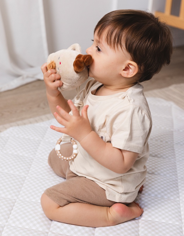 Living Textiles - 2 Pack Mini Market Brunch Stroller Toys - Coffee & Croissant