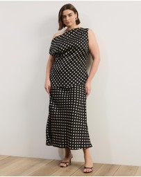 Atmos&Here Curvy - Camila Polka Dot Satin Slip Skirt