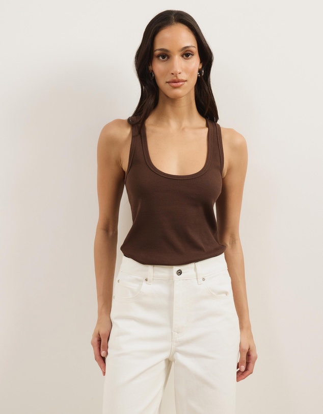 Atmos&Here - Ava Deep Scoop Organic Rib Racer Back Tank Top