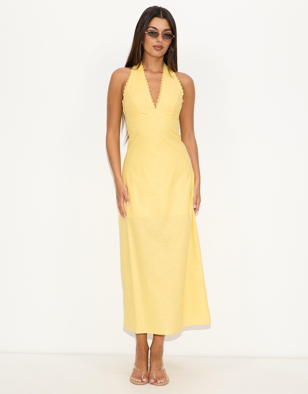 Dazie - Nora Linen Blend Halter Midi Dress