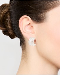 Lovisa - Silver Plated Cubic Zirconia Marquise Center Strap Hoop Earrings