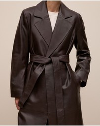 Trenery - Leather Trench Coat in Coffee Bean
