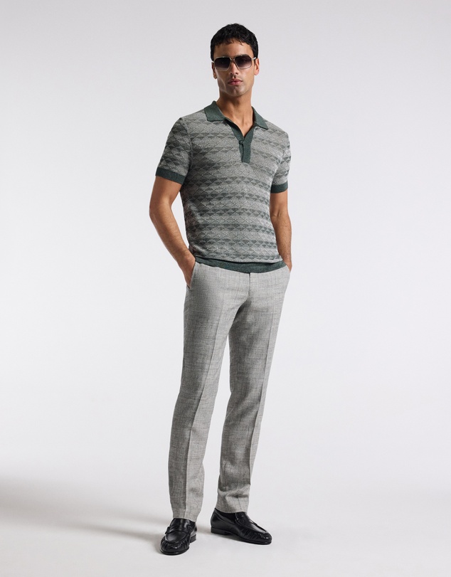 Calibre - Two-Tone Geometric Jacquard Polo Fern