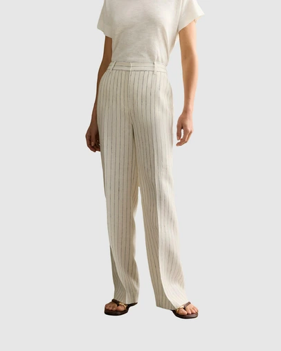 Trenery - Linen Dot Stripe Pant