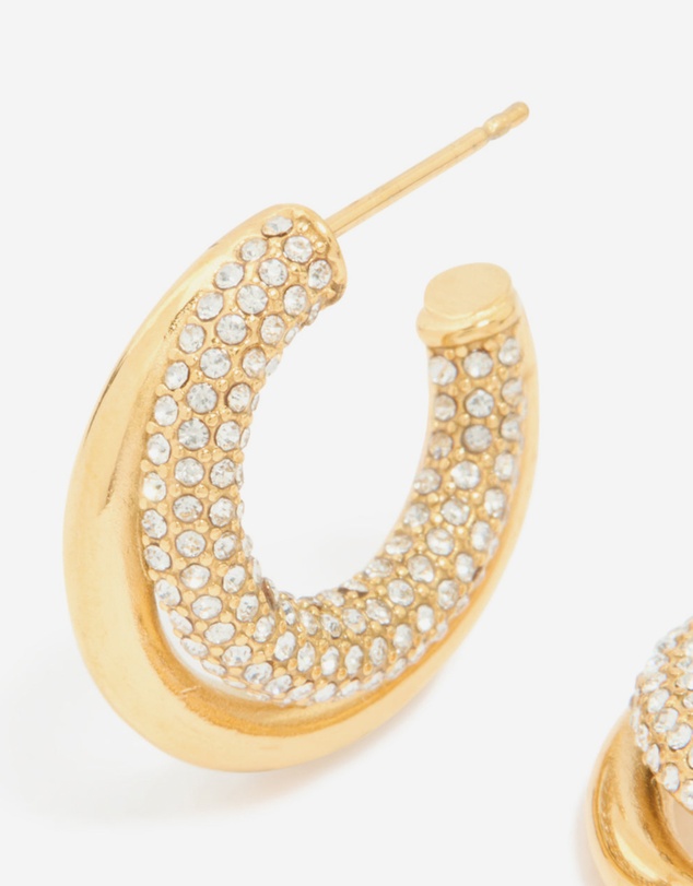 Lovisa - Waterproof Gold Plated Stainless Steel Cubic Zirconia Pave Double Large Illusion Hoop Earrings