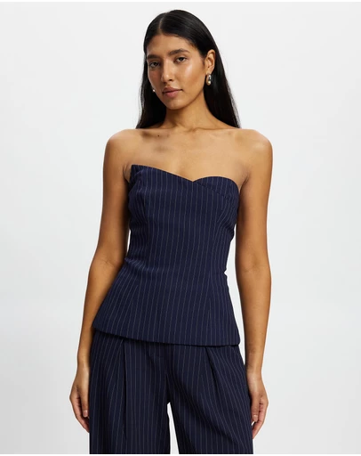 Pink Ruby - Striped Strapless Top