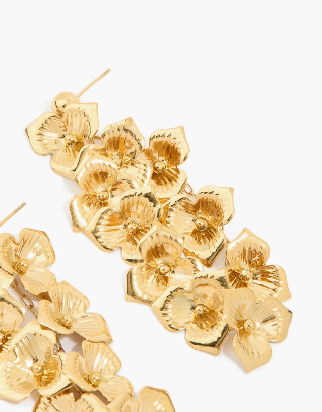 Lovisa - Waterproof Gold Plated Stainless Steel Flower Cascading Drop Earrings