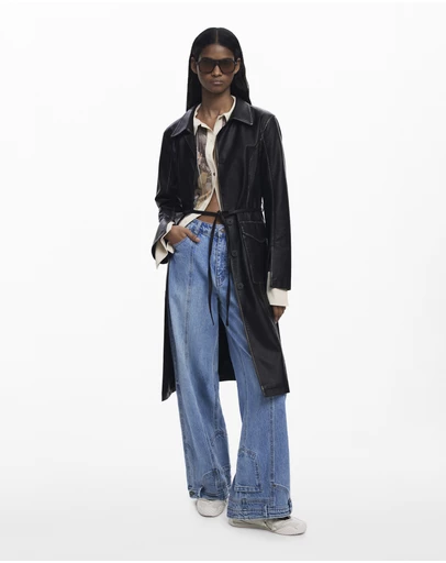 Desigual - Long faux leather jacket