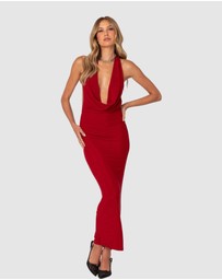 EDIKTED - Cowl Neck Open Back Maxi Dress
