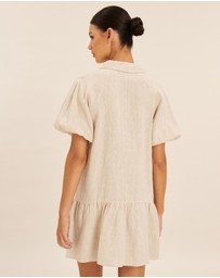 AERE - Joia Linen Puff Sleeve Mini Dress