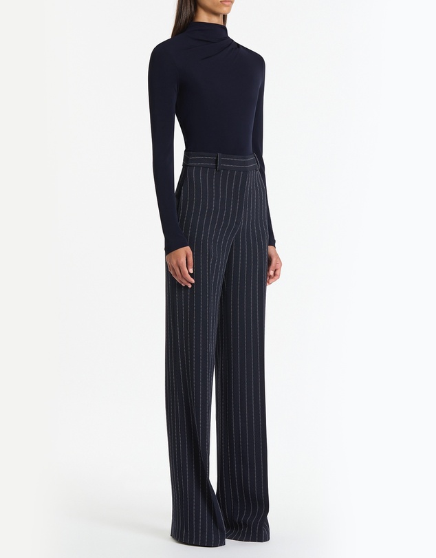 Carla Zampatti - Navy Pinstripe Wide Leg Pant