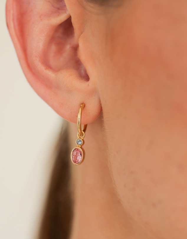 Elli Jewelry - Crystal Oval Hoop Earrings in Gold-Plated 925 Silver